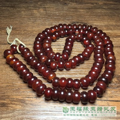 108酒红老玛瑙佛珠念珠手串玉髓
