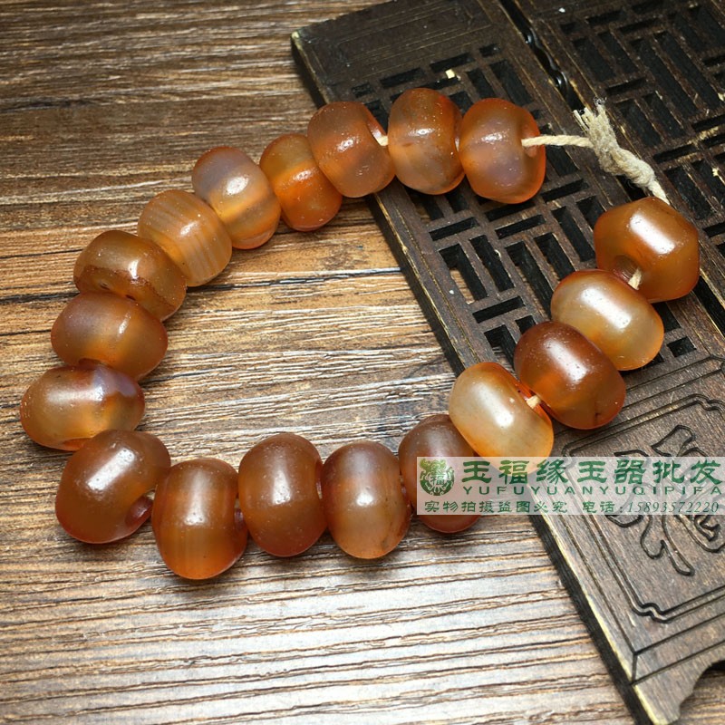 西亚玛瑙老藏式西玛灯笼珠算盘珠项链佛珠玛瑙手串手链西亚红扁珠