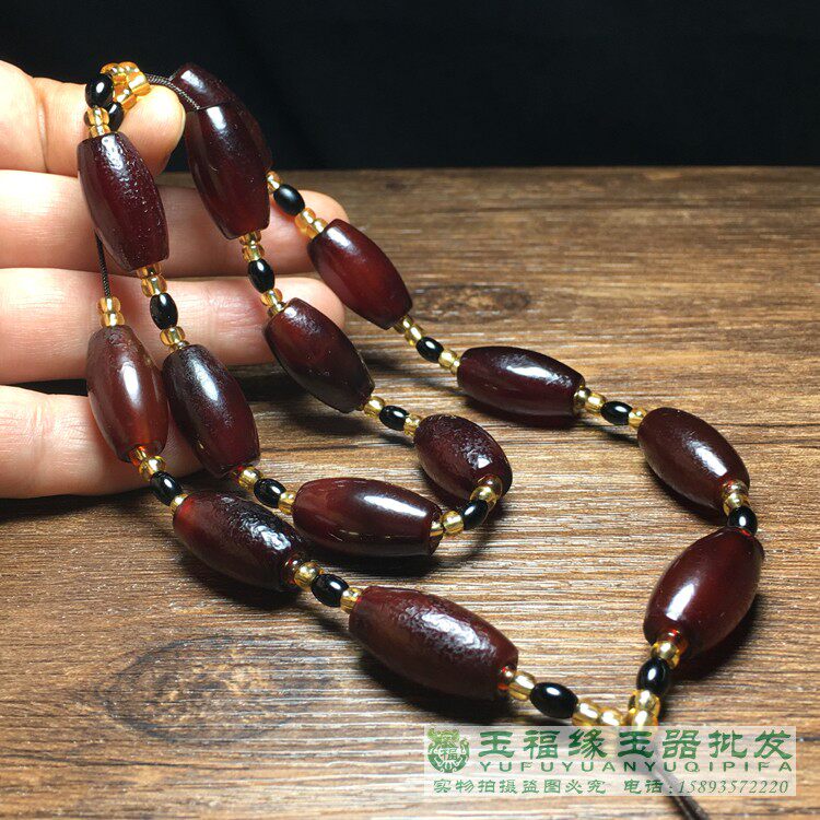 서아시아 오래된 마노 오래된 비즈 컬렉션 천연 와인 레드 올드 펄프 드럼 비즈 펜던트 비즈 비즈 목걸이 로프