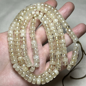 古玩杂项天然老白水晶原石老料直切车轮珠水晶老珠子手链文玩配饰