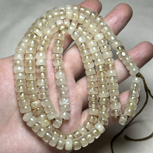 古玩杂项天然老白水晶原石老料直切车轮珠水晶老珠子手链文玩配饰