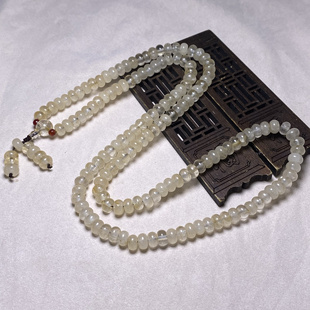 古玩老水晶珠子收藏白水晶算盘珠车轮隔片珠老珠子算盘扁珠串