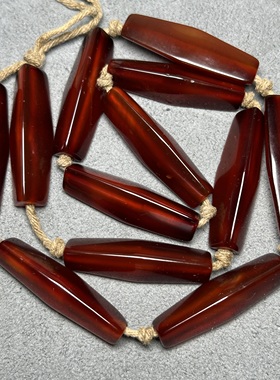 玛瑙项链配饰老玛瑙三棱管珠扁勒子桶珠吊坠西玛红扁管珠手链配珠