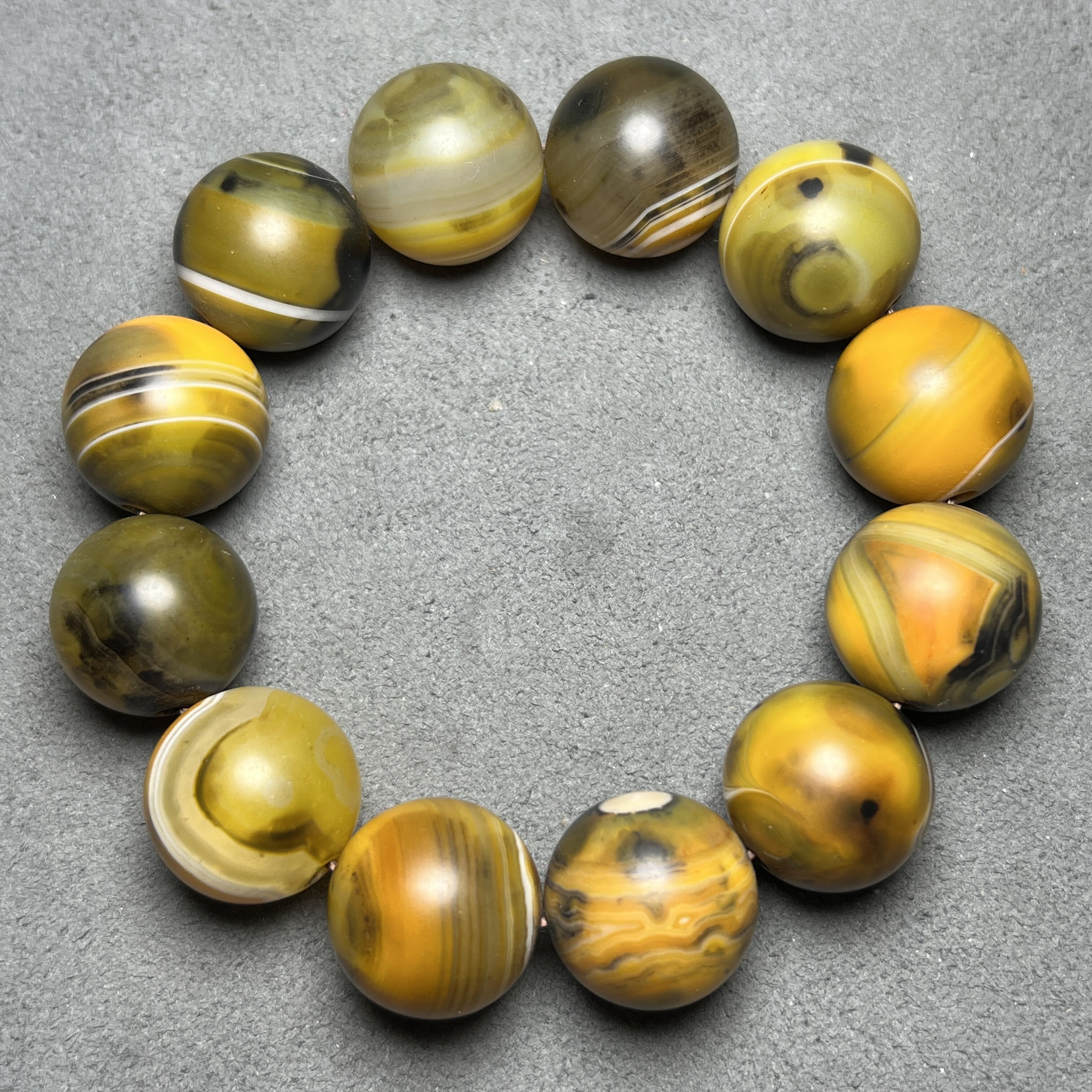 天然阿拉善石外蒙戈壁奇石 缠丝玛瑙梦幻彩宝大黄蜂原石手串 手链