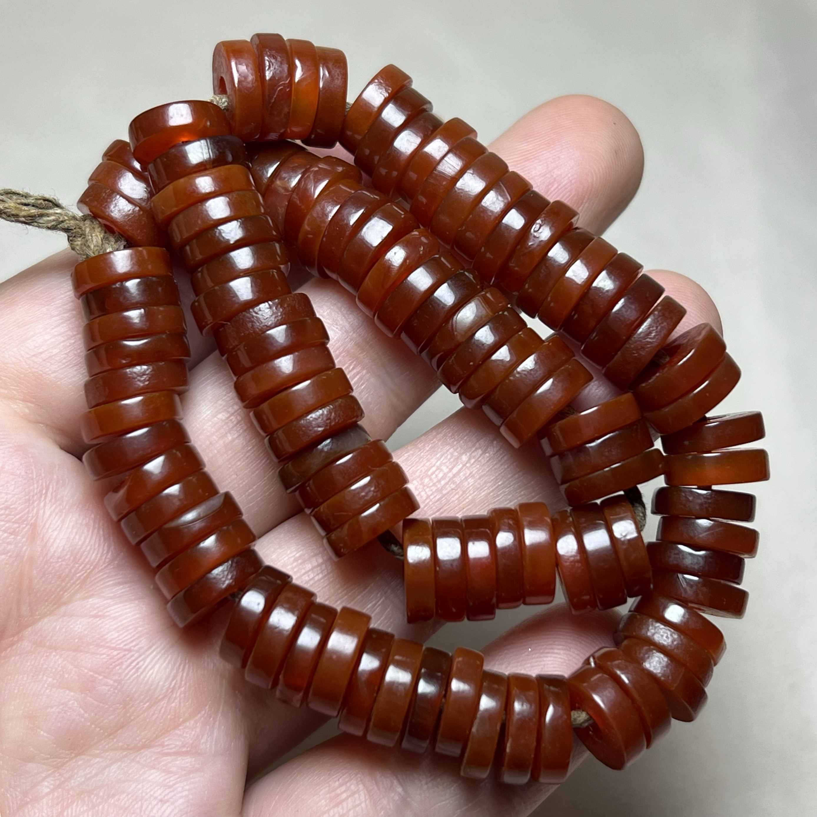 天然西周老红玛瑙西玛古老玛瑙红玛瑙油光包浆桶珠串包浆玛瑙隔片