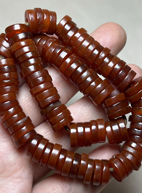 天然西周老红玛瑙西玛古老玛瑙红玛瑙油光包浆桶珠串包浆玛瑙隔片