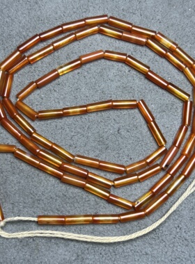 老玛瑙长管珠项链油光渐变玉髓老珠子细勒子手串配珠散珠手链长串