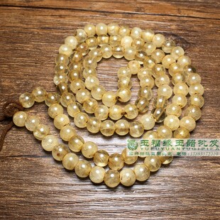 古玩老水晶珠子收藏白水晶108颗圆珠苹果珠老珠子圆珠 大算盘扁珠