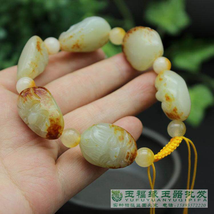 新疆和田玉籽料罗汉手链青白玉原石小籽料男女款玉手串批