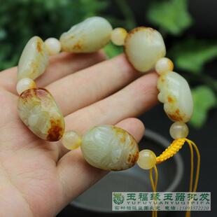新疆和田玉籽料罗汉手链青白玉原石小籽料男女款 玉手串批