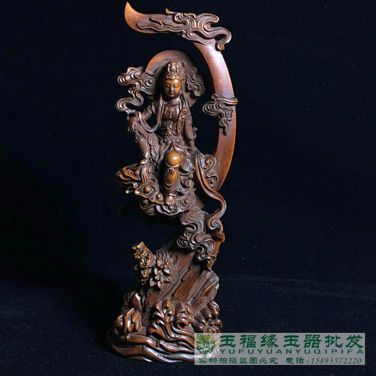 古玩杂项黄杨木观音菩萨工艺品