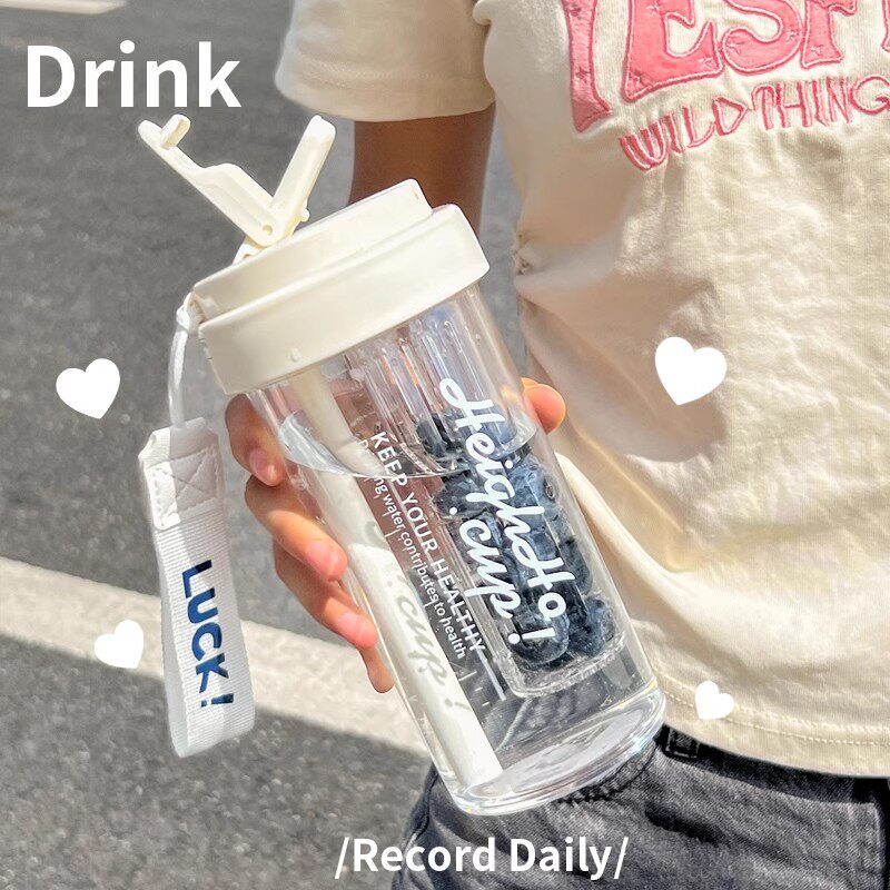 高颜值水杯女生2023新款带茶吸管杯