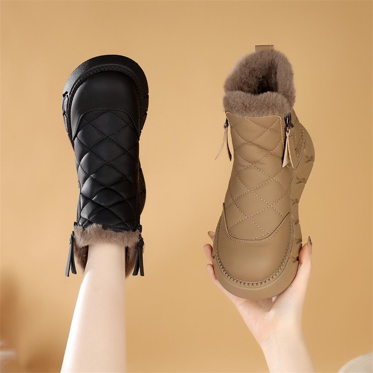 2025秋季新款时尚雪地靴套筒2025年冬季冬季中跟(3-5cm)圆头松糕