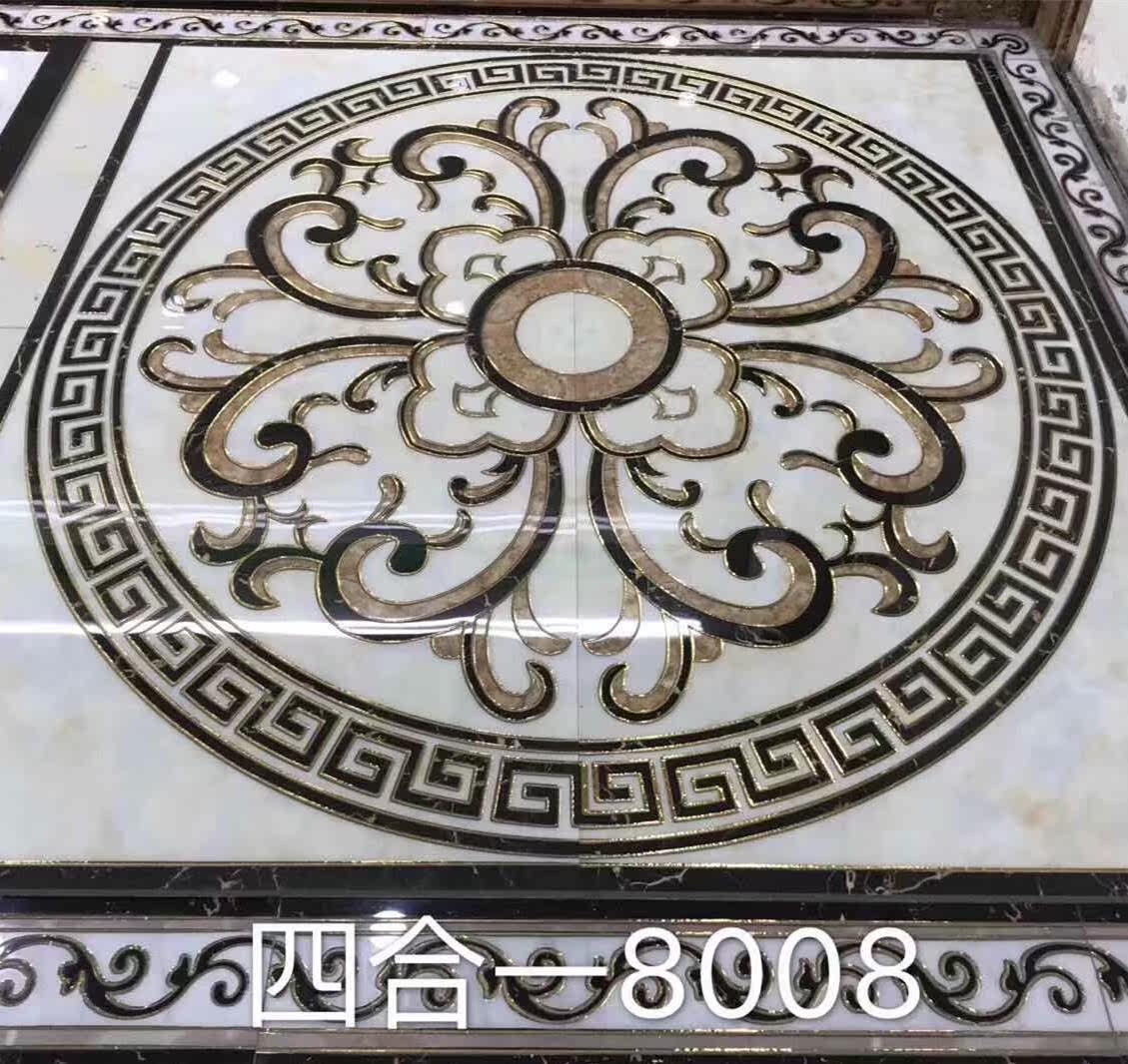 客厅拼花入户欧式餐厅过道瓷砖花砖1.6*2.4镀金地毯花微晶石瓷砖