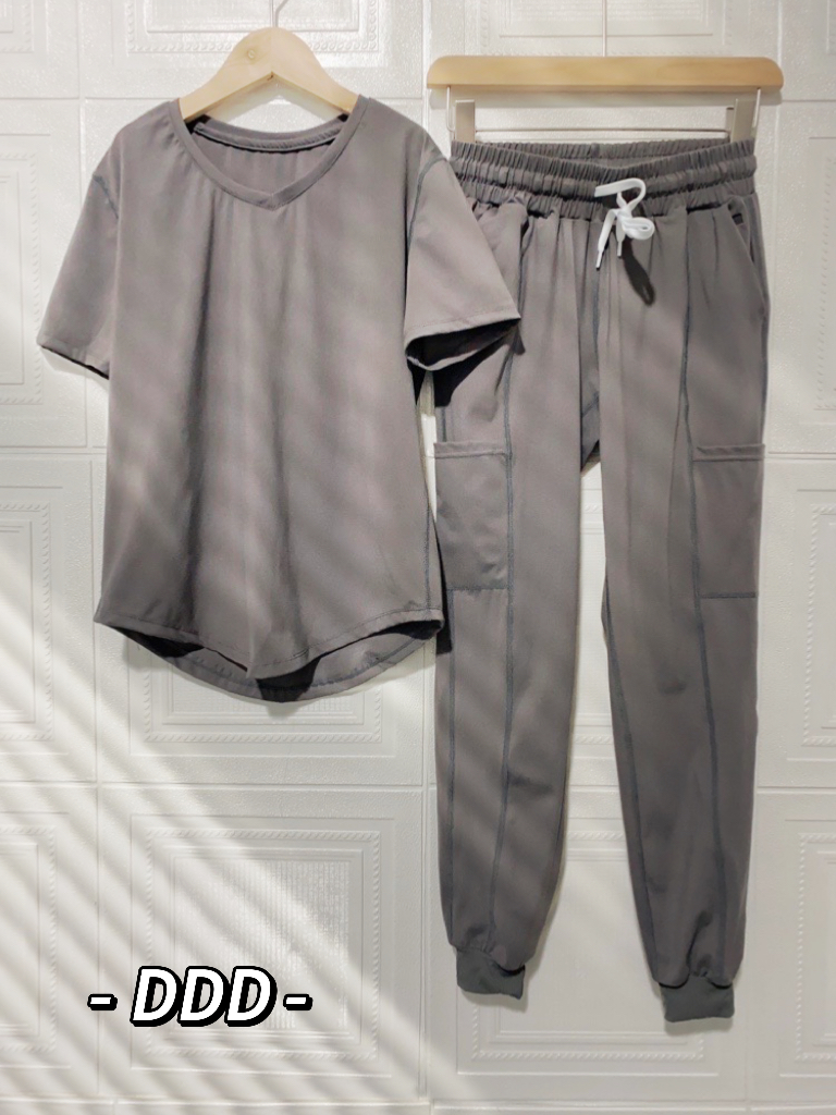 短袖上衣女春夏瑜伽套装宽松长裤