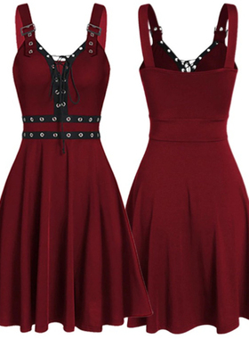 Punk-inspired cornish lace-up A-line skirt 朋克鸡眼绑带A字裙