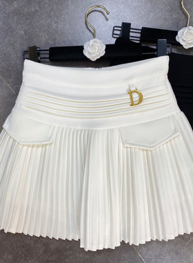 Front pocket covered high-rise pleated skirt前兜盖高腰百褶裙