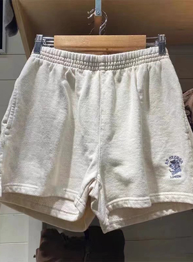 松紧腰休闲直筒短裤 Elasticated waistband straight-leg shorts