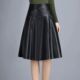 skirt时尚 Fashion PU皮大摆百褶半身裙 large pleated leather