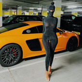 高领性感露背连体裤 Long backless jumpsuit女士长袖 sleeve sexy