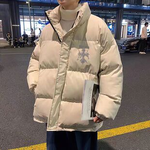 羽绒服男士外套立领潮流宽松冬装加厚港风ins学生帅气面包服上衣