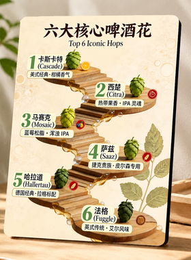 复古精酿啤酒馆六大核心啤酒花装饰摆件清吧民宿吧台展示牌