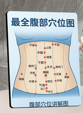 腹部穴位讲解图摆件养生馆美容院理疗室中医养生穴位展示摆台