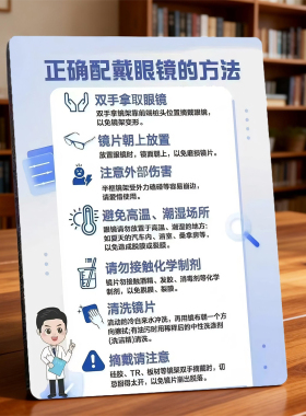 正确配戴眼镜方法 眼镜门店宣传 桌面摆件