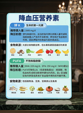 降血压营养素科普装饰摆件家庭诊室健康宣传桌面展示牌