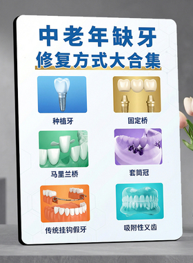 中老年缺牙修复方式 口腔店内宣传桌面摆件