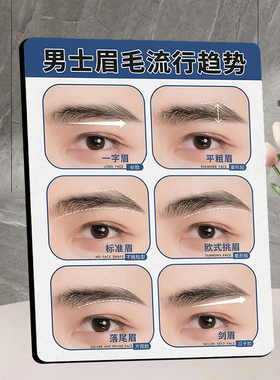男士眉毛流行趋势展示牌纹绣店吧台装饰摆件眉型参考宣传摆牌