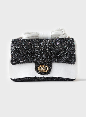 Bag Paillette black chain23bag新亮片链条斜挎单肩口盖包纯手工