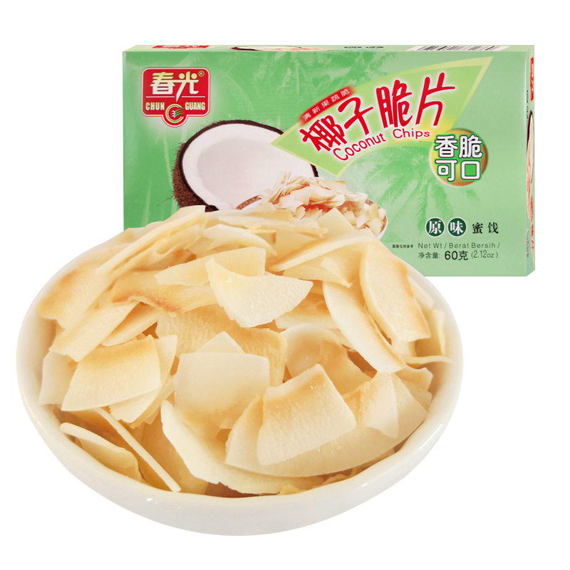 海南特产 春光原味椰子片60g/盒 炭烤香脆椰片脆片蔬果干零食