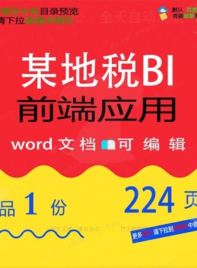 某地税BI前端应用相关方案 方案应用文档地税精品文档可编辑wo