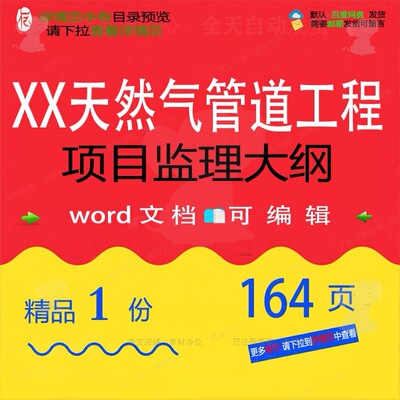 天然气管道工程项目监理大纲招投标书参考可服务word文档范本编辑
