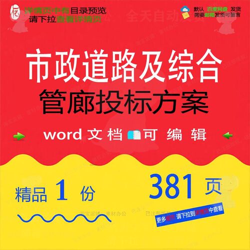 市政道路及综合管廊投标方案 方案投标综合市政道路市政道路