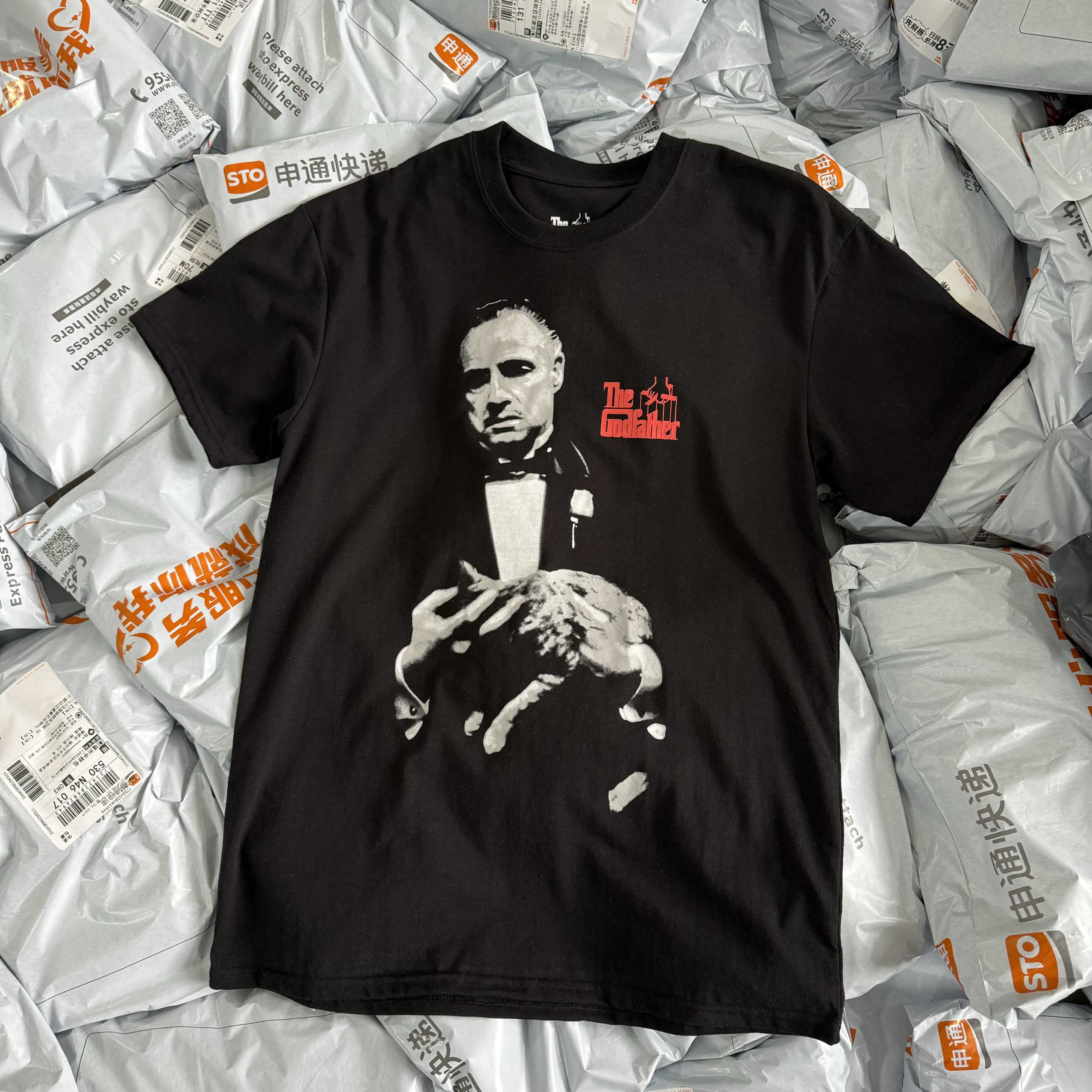 出口订单尾货 The Godfathe教父黑帮夏透气短袖t恤男女款小众2847