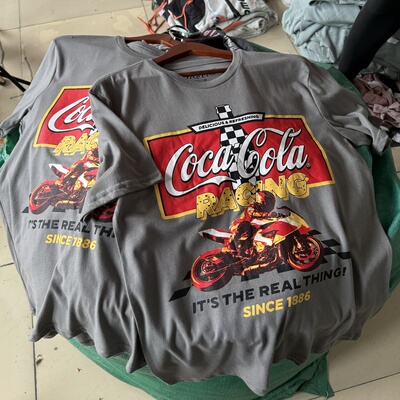 美版 Cola Racing可乐 摩托赛事赞助款 美式复古街头短袖男女夏薄