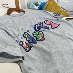 复古男女短袖 贴布刺绣 美式 大码 T恤夏轻薄透气 超级马力银河电影