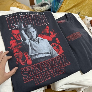 刺绣StrngerThig奇怪物语Eleven小11美式 男女夏薄透气558 复古短袖