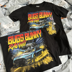 出口订单 BUGS BUNNY八哥兔赛车 男女同款短袖T恤宽松夏小众26231