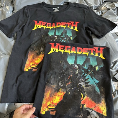 出口单 外贸 MEGADETH 激流金属摇滚乐队 男女夏薄t恤透气复古449