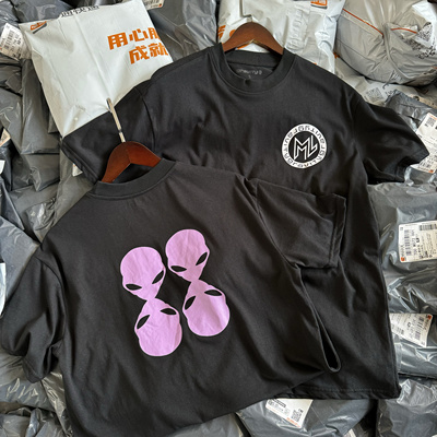 出口订单 GRAVITY 外星人 街头小众滑板嘻哈短袖男女t恤简约风269