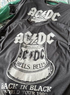 美版 AC/DC Back in Black 1980巡演文化衫T恤 摇滚短袖男女夏薄