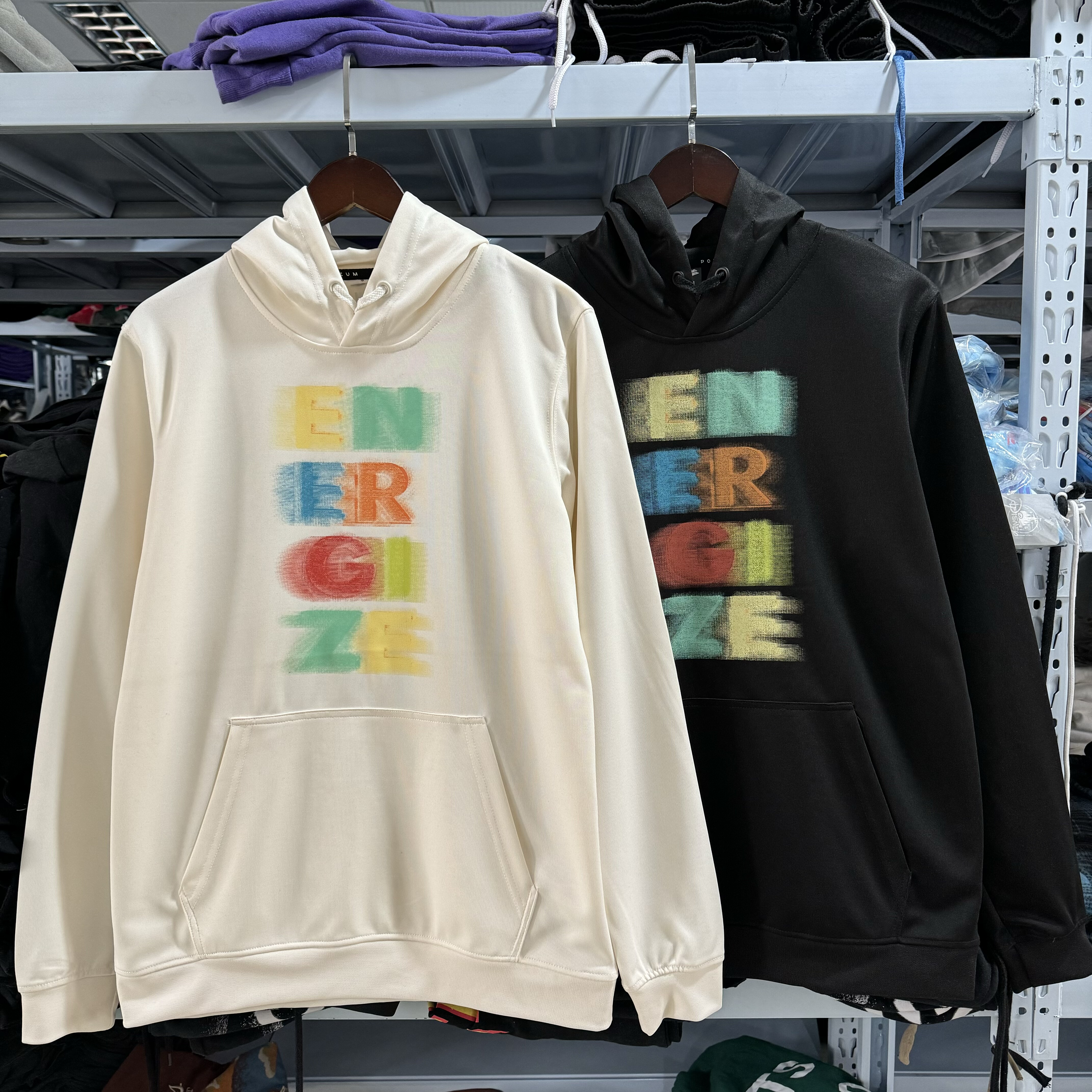 出秘鲁订单 Podium马赛克像素字母休闲风男女连帽卫衣春秋帽衫279