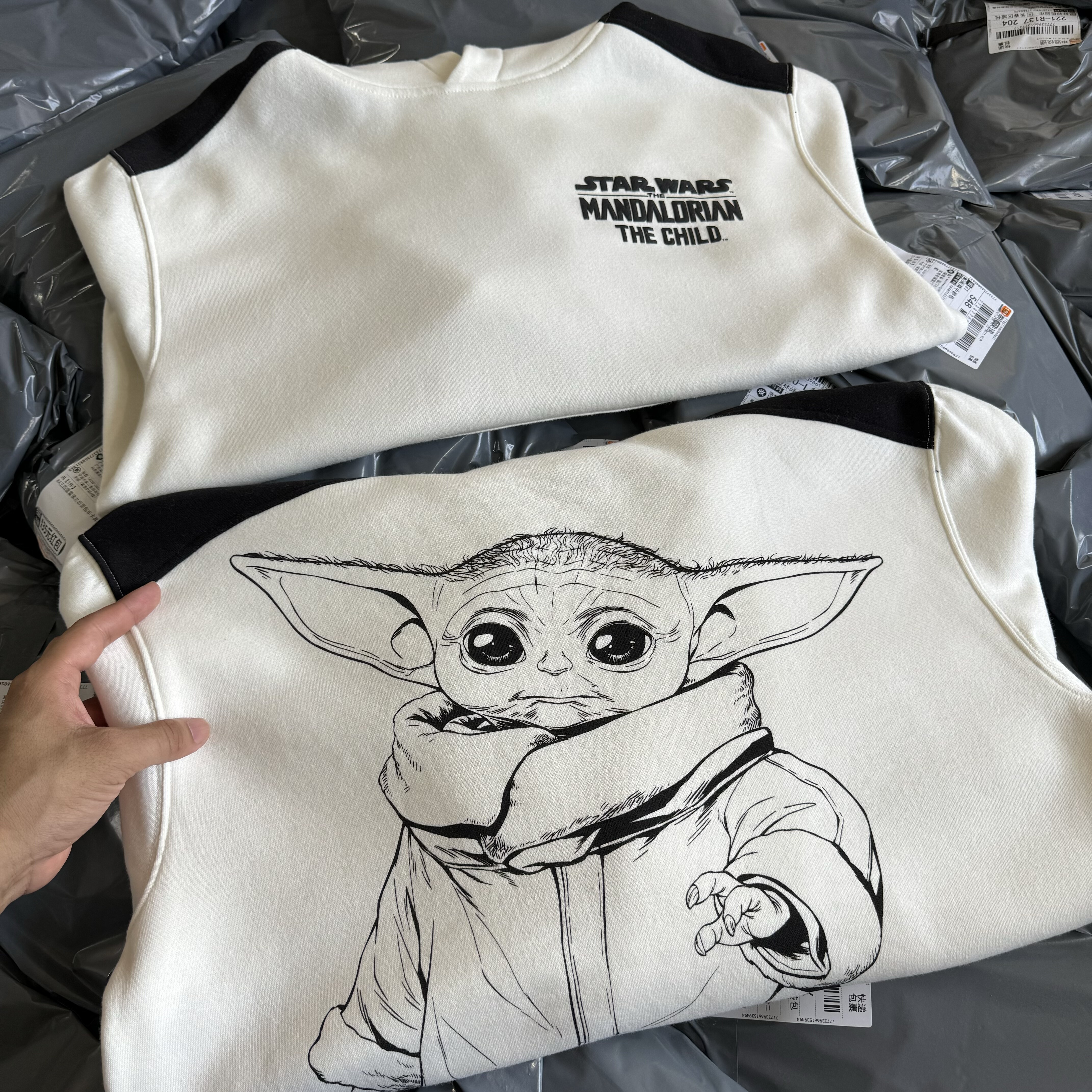 出口单 星战 曼达洛人尤达宝宝周边 男女连帽卫衣帽衫秋冬薄绒589