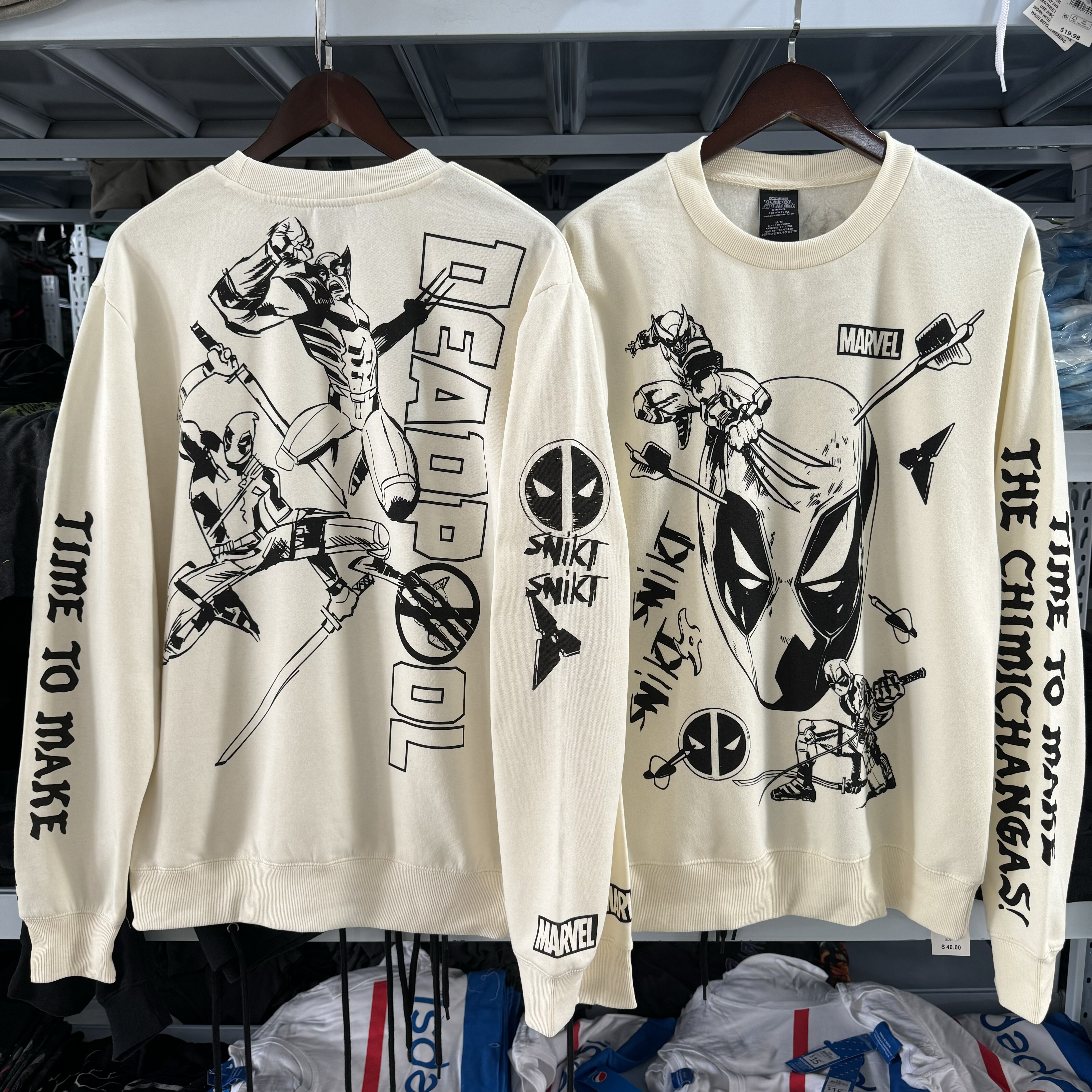 出口外贸单 死侍与金刚狼文化衫秋冬薄绒卫衣男女轻薄圆领长袖267