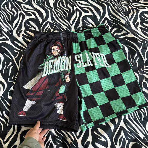 出口单 鬼灭之刃 灶门炭治郎 双层速干网眼短裤五分夏街头男士038