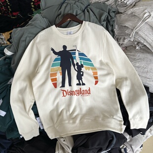 复古圆领卫衣秋冬薄绒男女慵懒风 美式 纯原出口单 乐园周年纪念版