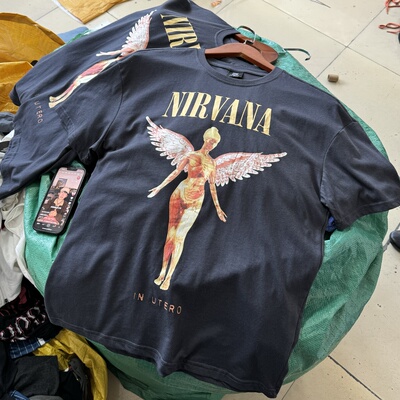 Nirvana涅槃乐队摇滚风朋克天使IN UNTER高街男女夏薄短袖T恤透气